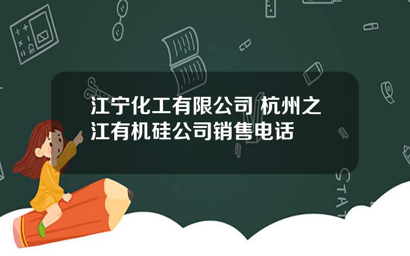 江宁化工有限公司 杭州之江有机硅公司销售电话